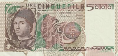 Italy 5000 Lire 1980, Pick#105b, UNC