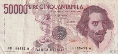 Italy 50000 Lire 1984, Pick#113a, VF