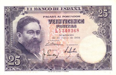 Spain 25 Pesetas 1954 Pick#147 UNC
. Pick#147 UNC