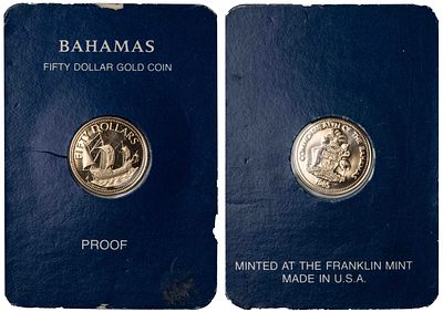 Bahamas 50 Dollars 1985. KM-108; Gold (.500), 2,68 g.; Proof