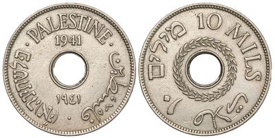 Palestine 10 Mils 1941. КМ-4; Copper-Nickel; Mintage 400.000; AU/UNC