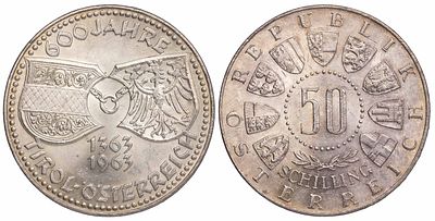 Austria 50 Schilling 1963. KM-2894; Silver (.900), 20.0 g, 34 mm; UNC