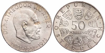 Austria 50 Schilling 1973. KM-2917; Silver (.900), 20.0 g, 34 mm; UNC