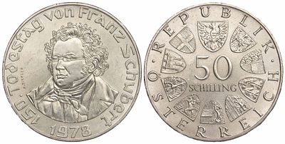 Austria 50 Schilling 1978. KM-2937; Silver (.640), 20.0 g, 34 mm; UNC