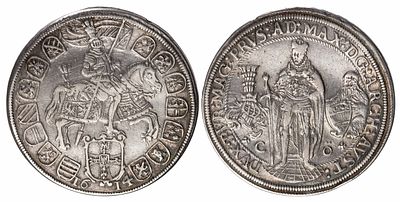 Germany Teutonic Order 1/2 Thaler 1614 CO. KM-28, Prokisch 67; Maximilian III (1602-1618); 