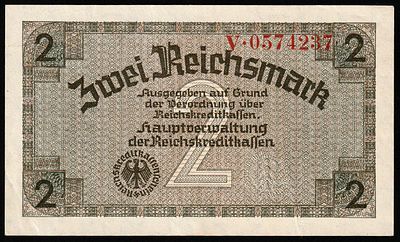 Germany 2 Reichsmark 1940-45. P-SB187; Occupation Territories WWII; AU