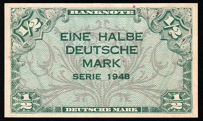 Germany 1/2 Deutsche Mark 1948. P-1a; U.S. Army Command; UNC