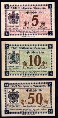 Germany NORTHEIM HANNOVER 5, 10, 50 Pfennig 1917. 3 pcs. UNC