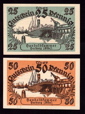 Germany Harburg 25, 50 Pfennig, 1920. 2 pcs. UNC