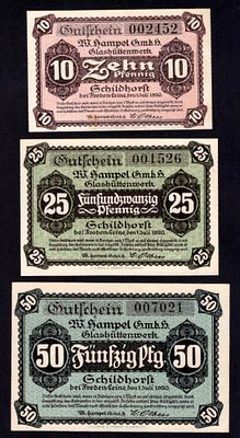 Germany Schildhorst 10, 25, 50 Pfennig 1920. 3 pcs. UNC