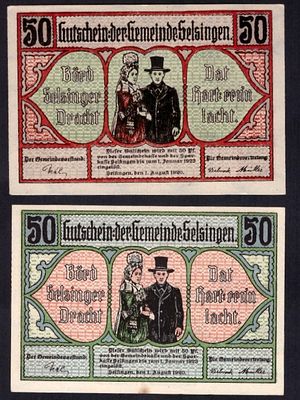 Germany Selsingen 50 Pfennig 1920. 2 pcs. UNC