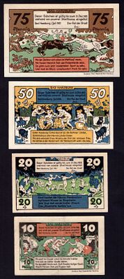 Germany Bad Harzburg 10, 25, 50, 75 Pfennig, 1921. 4 pcs. AU/UNC