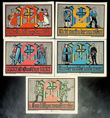 Germany GOSLAR 2 Mark 1921. 5 pcs. UNC