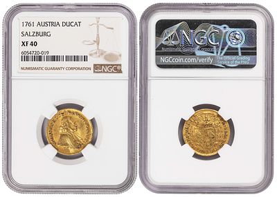 Austria Salzburg Ducat 1761. NGC XF 40. KM-381, N# 152220, Fr-865; Gold (.986), 3.5 g., Ruler: 