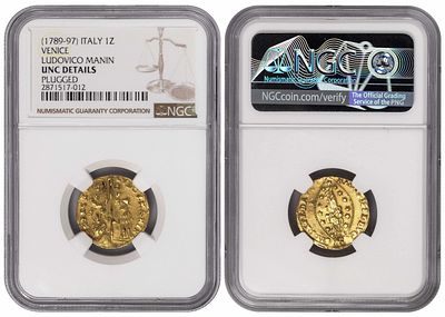 Italian States. Venice. ZECCHINO. Ducat. 1789-1797. NGC UNC Details. Gold coin. KM-755, N# 77766 