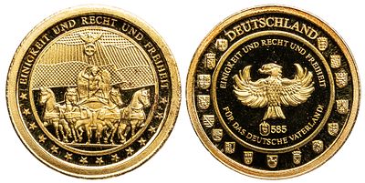 Germany Gold Medal 2011. Gold (.585), 0.51 g, 11 mm; "Unity and justice and freedom": Our 
