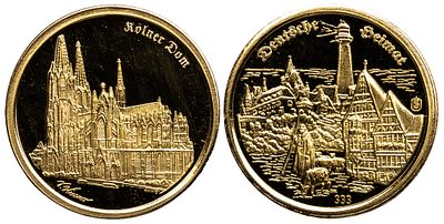 Germany Gold Medal 2013. Gold (.333), 0.51 g, 11 mm; Cologne Cathedral Commemorative Coin; In 