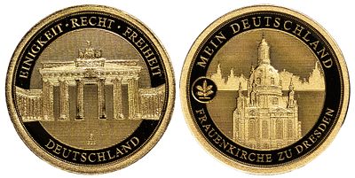 Germany Gold Medal 2016. Gold (.333), 0.51 g, 11 mm; Dresden; With COAs; Proof
