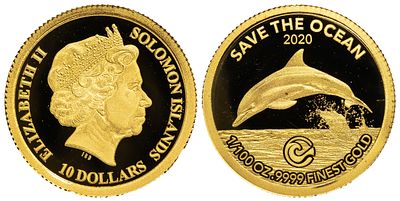 Solomon Islands 10 Dollars 2020. Save the Ocean - Dolphin. UC-769; Queen Elizabeth II 