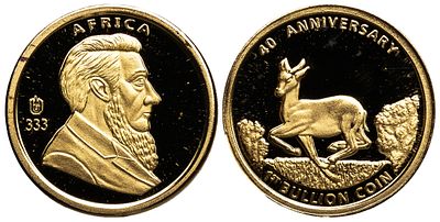 South Africa Gold Medal 2007. Gold (.333), 0.51 g, 11 mm; 40th Anniversary of the First Bullion 