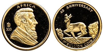 South Africa Gold Medal 2007. Gold (.333), 0.50 g, 11 mm; 40th Anniversary of the First Bullion 
