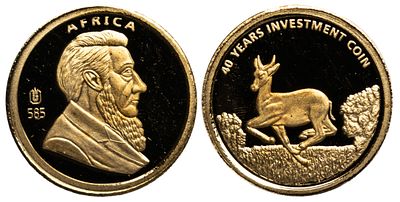 South Africa Gold Medal 2007. Gold (.585), 0.49 g, 13.5 mm; 40 Years of the Investment Coin. The 