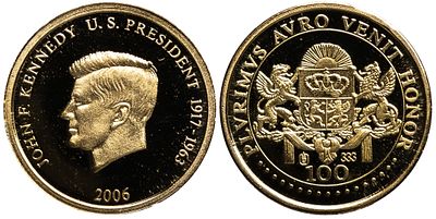 USA Gold Medal 2006. Gold (.333), 0.50 g, 11 mm; John F. Kennedy; Born in Brookline 
