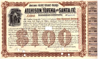 Atchison, Topeka and Santa Fe Railroad Company 1894. Railroad Company; XF