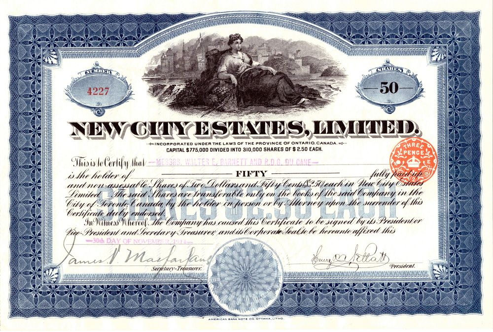 New Sity Estatis Limited 1914. Stock; UNC