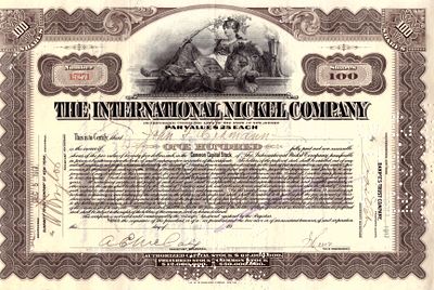 The Internetional Nickel Company 1917. Nickel Company; XF