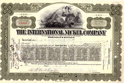 The Internetional Nickel Company 1918. Nickel Company; XF