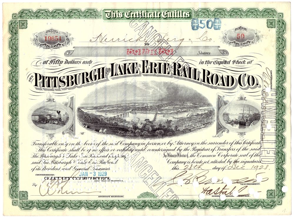 The Pittsburgh Lake Erie Railroad Company 1928. Railroad Company; XF