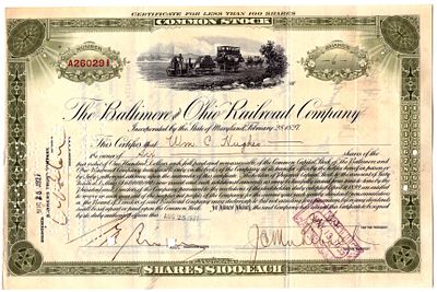 The Cencennate, Washington and Baltimore Railroad Company 1935. Railroad Company; XF