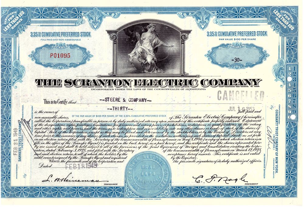 The Scranton Electric Company 1953. Electric Company; AU