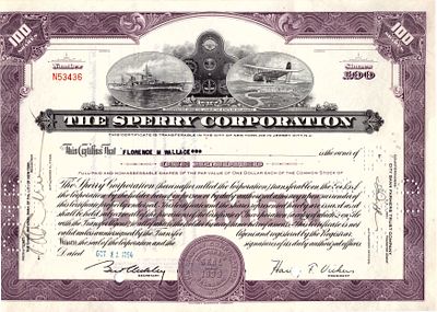 The Sperry Corporation 1954. Stock; AU