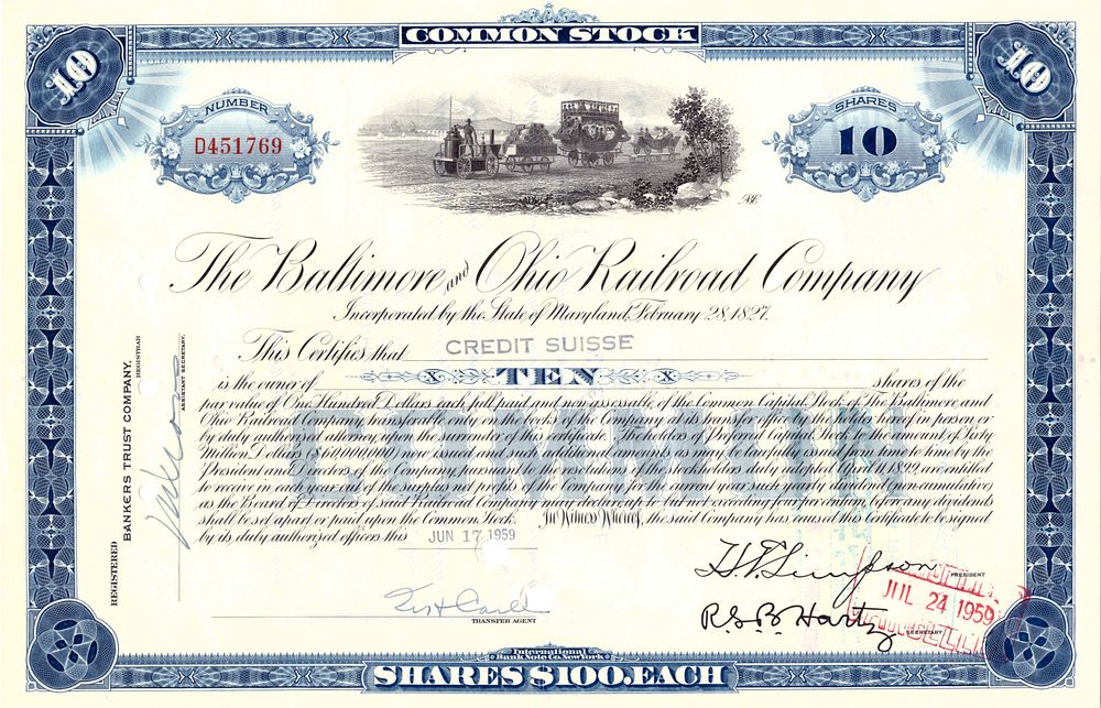 The Baltimore and Ohio Railroad Company 1959. Railroad Company; UNC