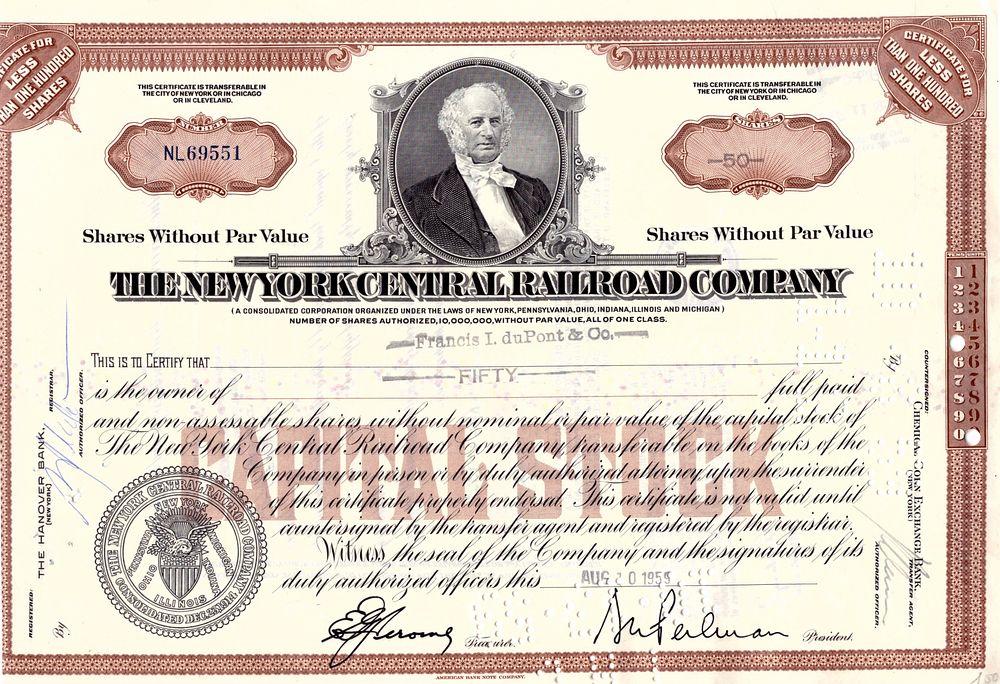 The New York Central Railroad Company 1959. Railroad Company; XF