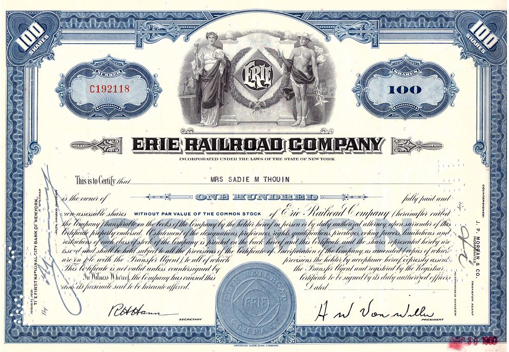Erie Railroad Company 1960. Railroad Company; UNC