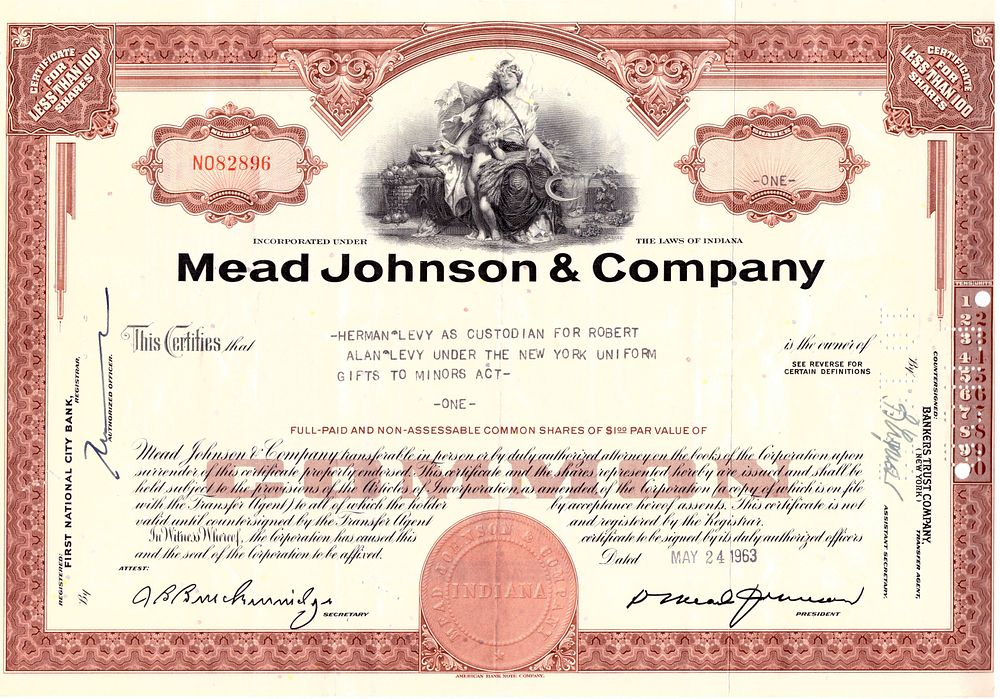 Mead Johnson and Company 1963. Company; XF