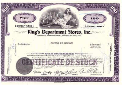 Kings Department Stores 1965. Stock; AU