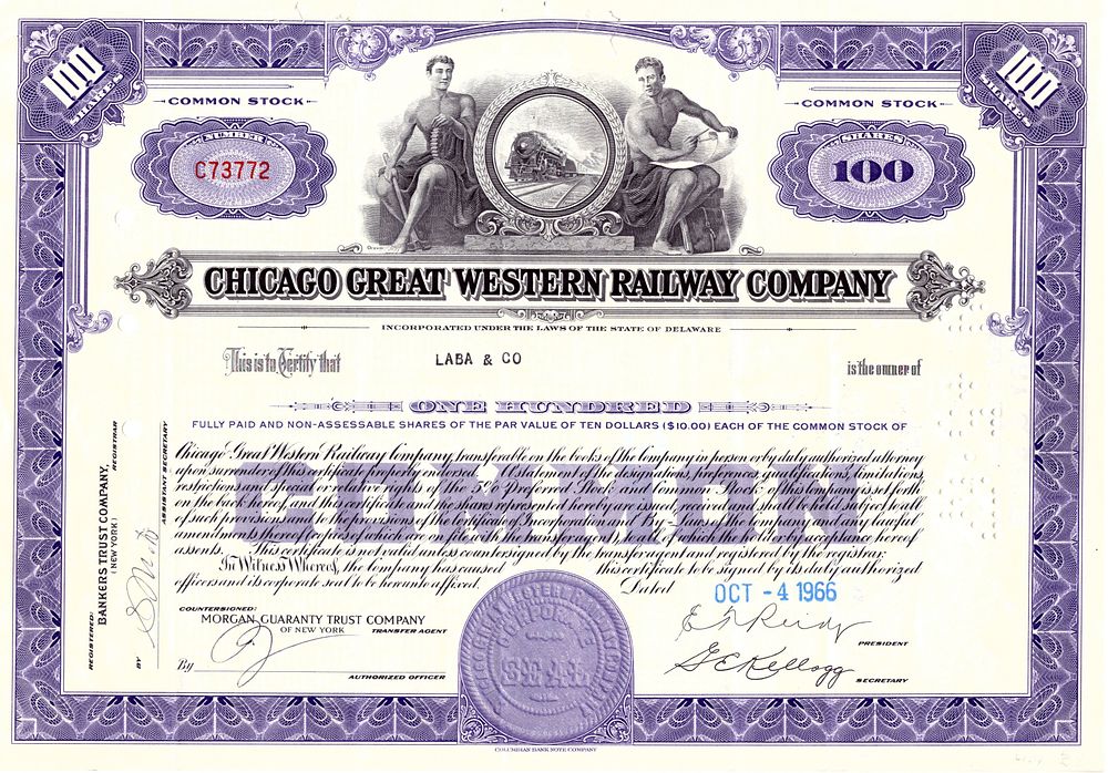 Chicago Great Western Railways Company 1966. Railways Company; XF