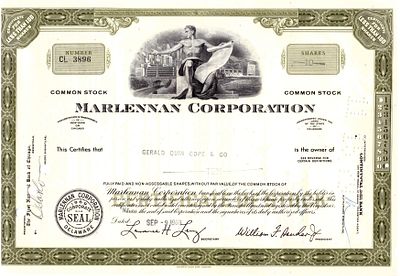 Marlennan Corporation 1969. Stock; AU