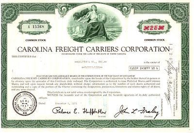 Carolina Freight Carriers Company 1971. Freight Company; AU