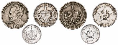 Cuba 1, 5, 20 Centavos 1962-71. 3 pcs. VF/UNC