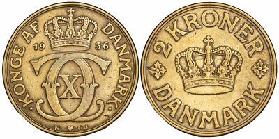 Denmark 2 Kroner 1936. KM-833; XF