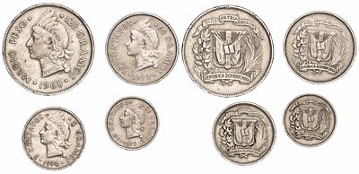Dominican Republic Coins. 4 pcs. VF-AU
