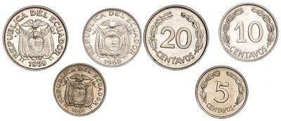 Ecuador Coins. 3 pcs. AU/UNC