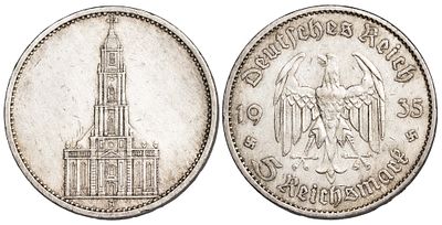 Germany 5 Reichsmark 1935-A. КМ-83; Silver (.900), 13,87 g,; Mint: A; VF/XF