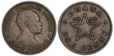Ghana 1 Penny 1958. KM-2; Mintage: 12,000,000; VF