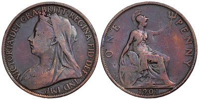 Great Britain 1 Penny 1901. KM-790; Mintage 22,205,568; VF